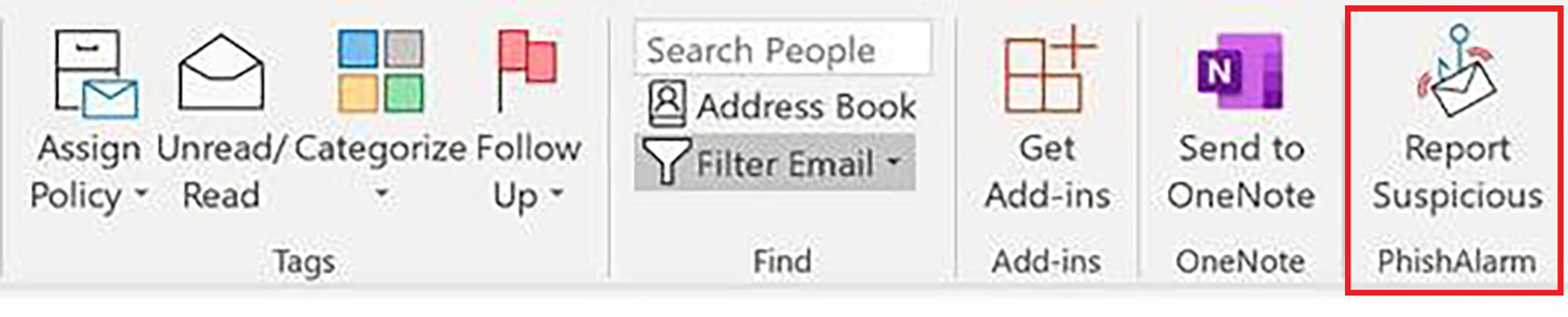 Screen grab of the new report suspicious button highlighted with a red box.